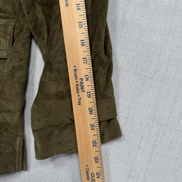 Y2K Jessica Holbrook Suede Jacket Olive Green Button Front Leather Size S Small - Picture 13 of 15